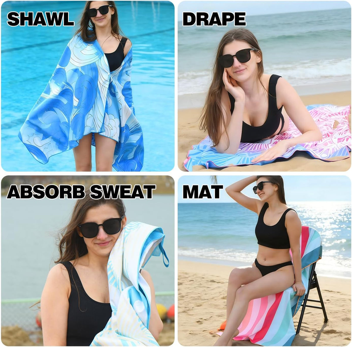 Microfiber Beach Towel 71"x32" Quick Dry Sand Free and Absorbent Suitable Oversized Lightweight Towel for Beach Swimming Pool Vacation Travel and Camping (Pink)