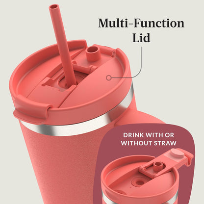 Streeterville 40oz Tumbler Stainless Steel Vacuum Insulated Leak-Proof Cold for 29 Hours Coral