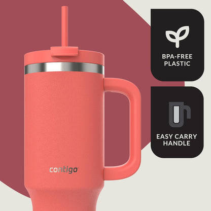 Streeterville 40oz Tumbler Stainless Steel Vacuum Insulated Leak-Proof Cold for 29 Hours Coral