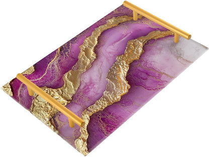 Marble Neutral Hot Pink Decorative Trays with Handles with Handles Trays for Eating On for Jewelry Perfume for Food Service Tabla para desayuno