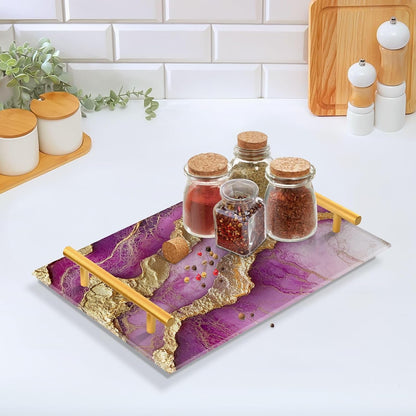 Marble Neutral Hot Pink Decorative Trays with Handles with Handles Trays for Eating On for Jewelry Perfume for Food Service Tabla para desayuno