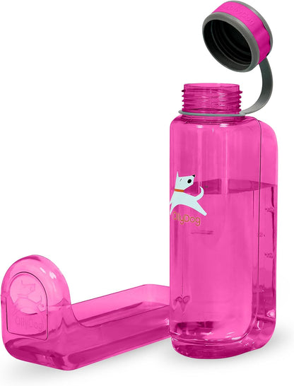 OllyDog OllyBottle Tritan Water Bottle with Detachable Dog Bowl | BPA Free Leakproof | 34oz | Share Water with Your Dog | Hiking Travel Camping (1L, Hot Pink)
