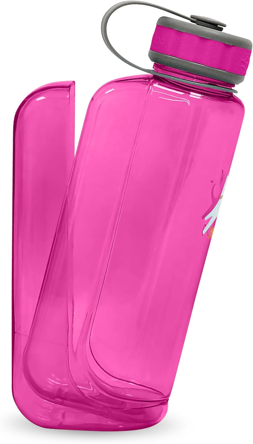 OllyDog OllyBottle Tritan Water Bottle with Detachable Dog Bowl | BPA Free Leakproof | 34oz | Share Water with Your Dog | Hiking Travel Camping (1L, Hot Pink)