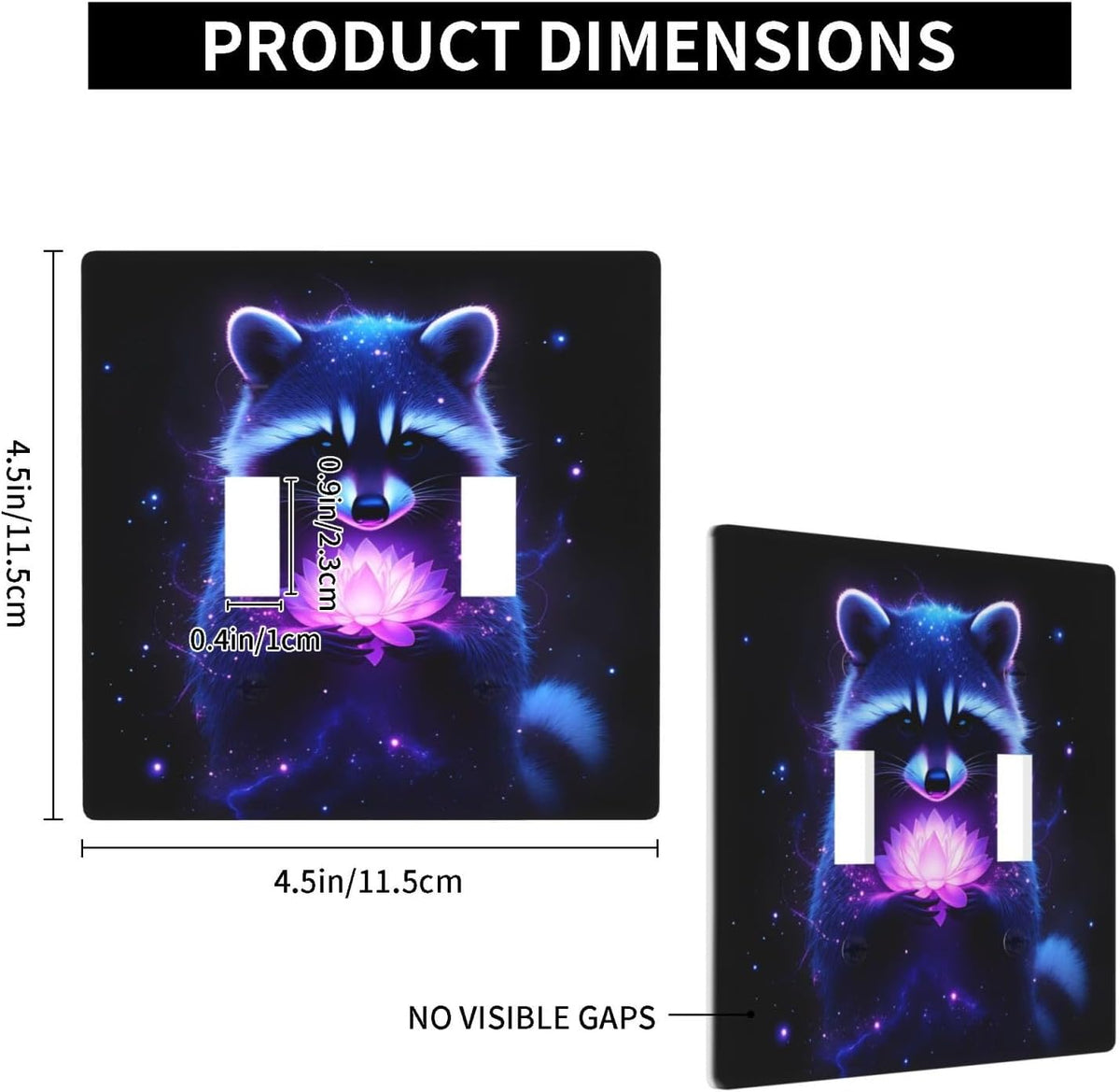 Raccoon Pink Lotus Double Toggle Light Switch Cover Plate Decorative Wall Plates, 2 Gang Switch Plates And Outlet Covers 4.5" X 4.5" For Bedroom Bathroom Kitchen Home Decor