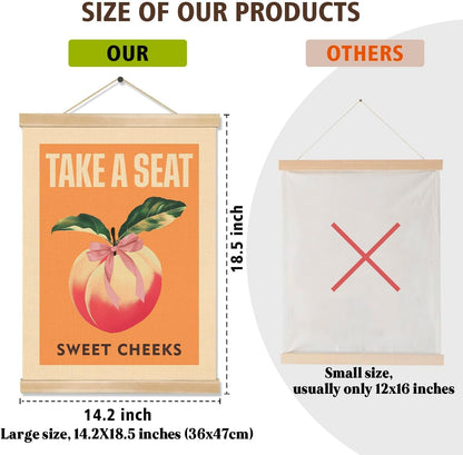 Funny Peach Bathroom Wall Decor-Take A Seat Sweet Cheeks,Peach Wall Art,Lovely Fruit Print Hanging Poster for Bathroom, Toilet,Powder Room Decor 14x18.5inch (BAT03)