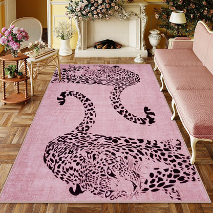 Leopard Print 5x7 Area Rugs for Living Room, Soft Carpet Washable Rugs