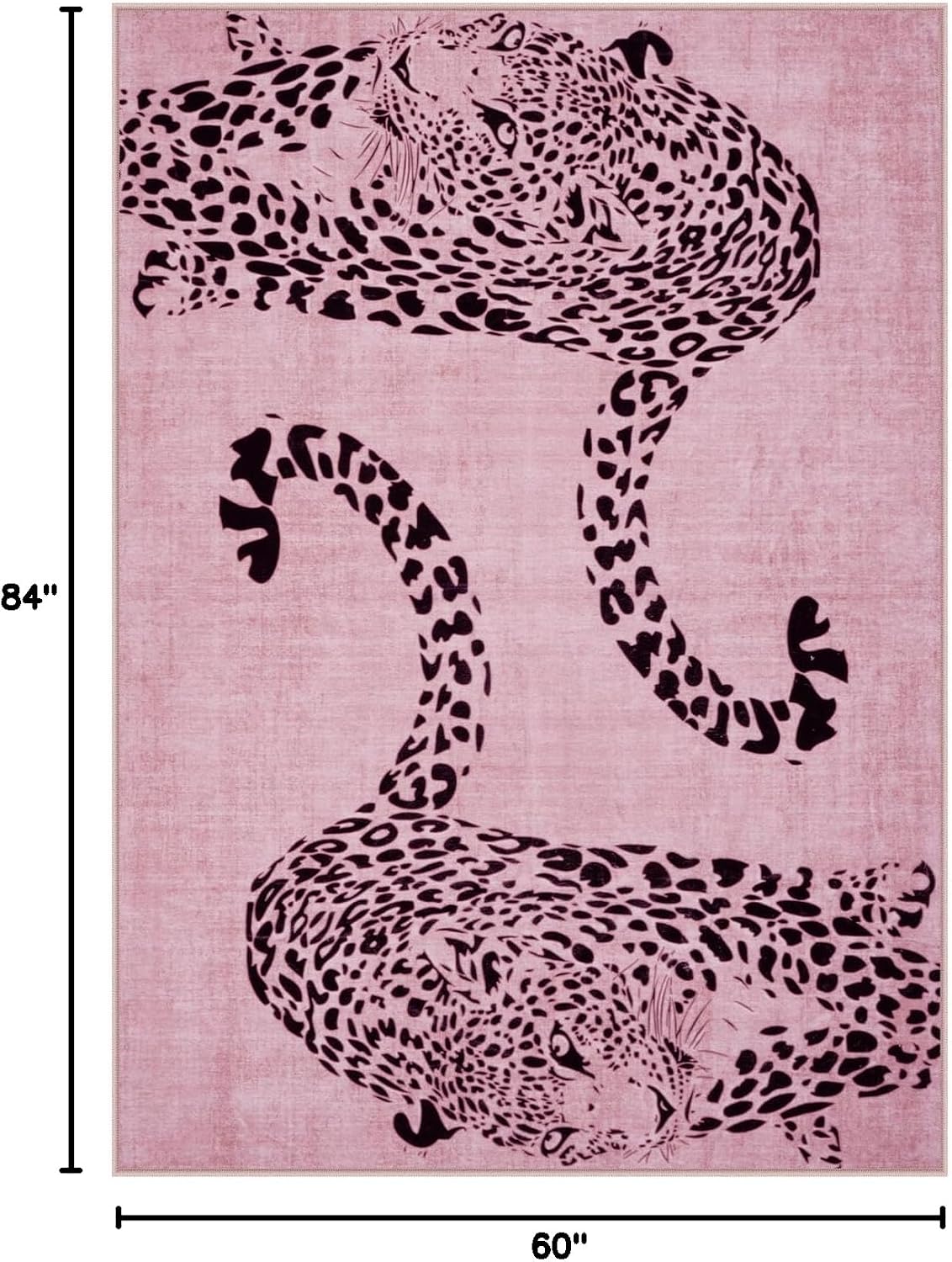 Leopard Print 5x7 Area Rugs for Living Room, Soft Carpet Washable Rugs