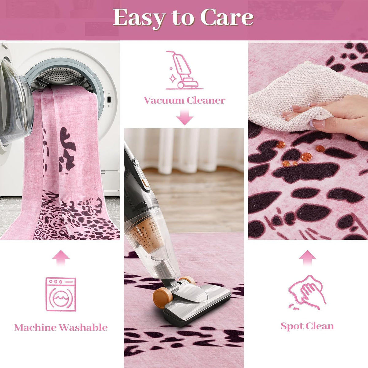 Leopard Print 5x7 Area Rugs for Living Room, Soft Carpet Washable Rugs
