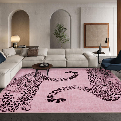 Leopard Print 5x7 Area Rugs for Living Room, Soft Carpet Washable Rugs