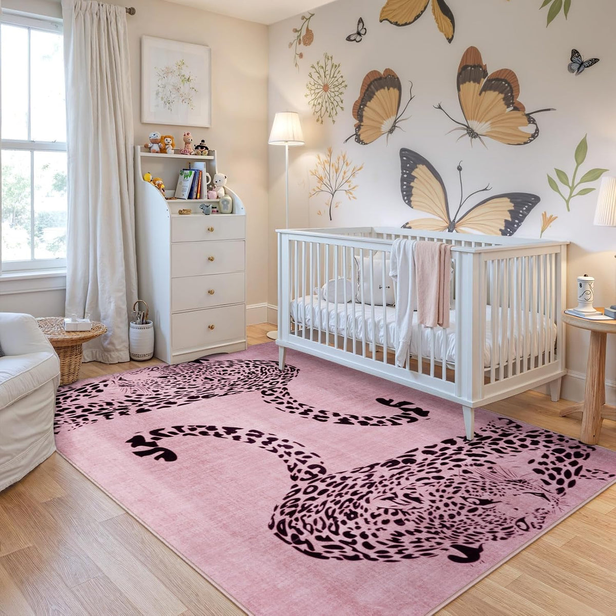 Leopard Print 5x7 Area Rugs for Living Room, Soft Carpet Washable Rugs