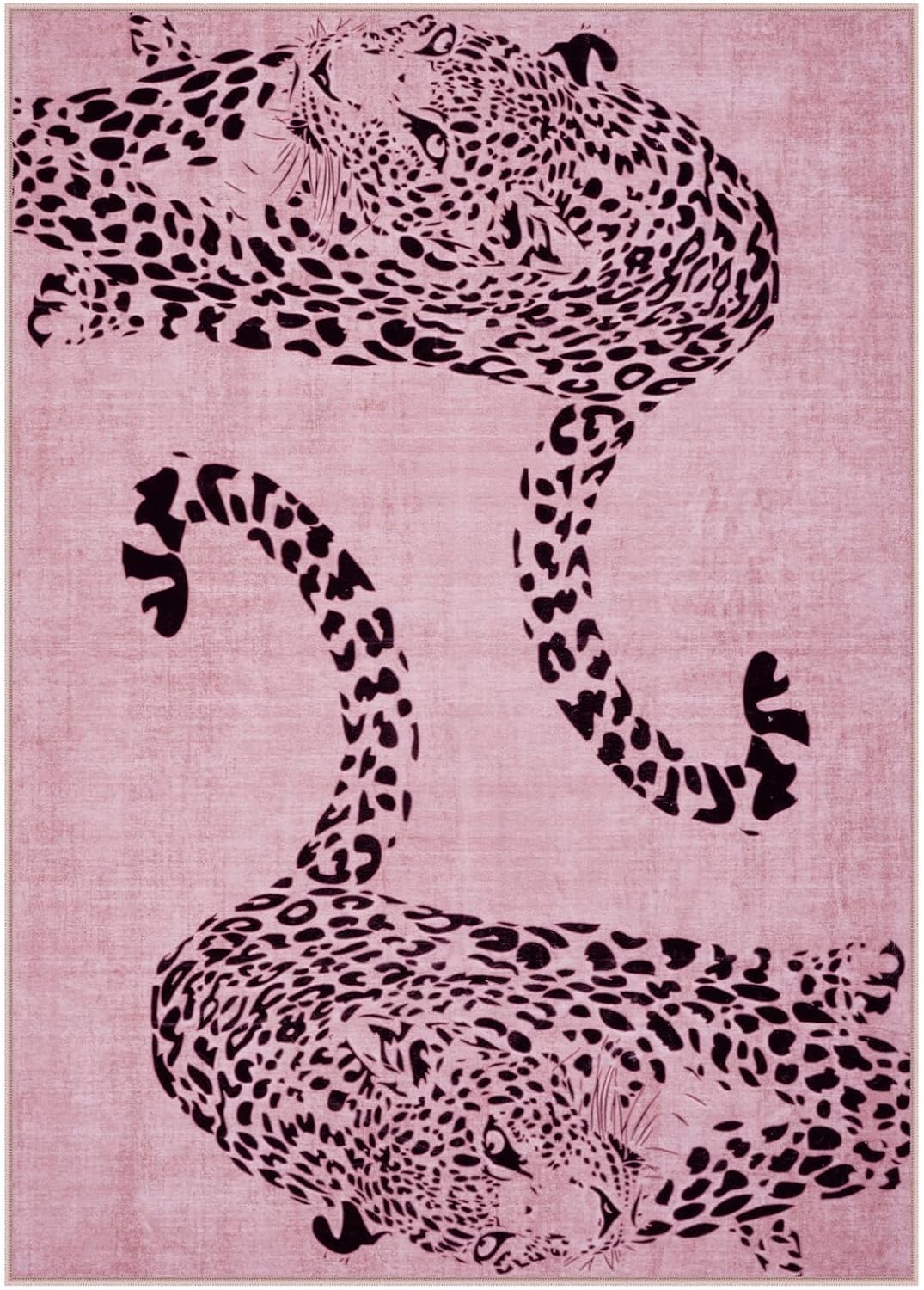 Leopard Print 5x7 Area Rugs for Living Room, Soft Carpet Washable Rugs