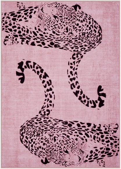 Leopard Print 5x7 Area Rugs for Living Room, Soft Carpet Washable Rugs