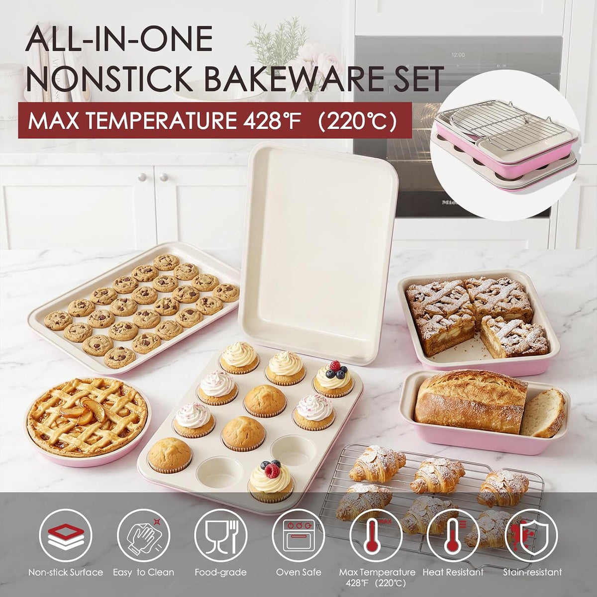 31 Piece Pots and Pans Set Non Stick Kitchen Cookware Sets
