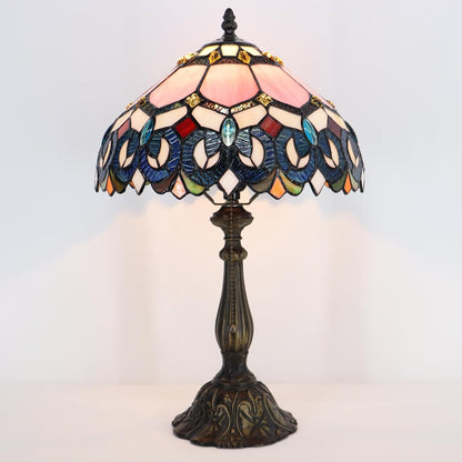 Tiffany Table Lamp Stained Glass Bedside Reading Light W12H19 inch