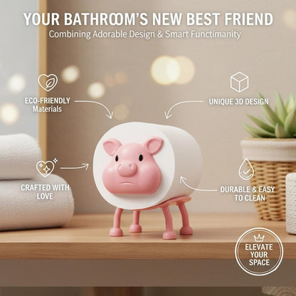 2 Pack Pink Pig Toilet Paper Holder Stand - Decorative Cute Pig Animal-Shaped Bathroom Tissue Roll Storage, Funny Toilet Paper Holder with Storage, Toilet Novelty Decorative（Excluding Toilet Paper）