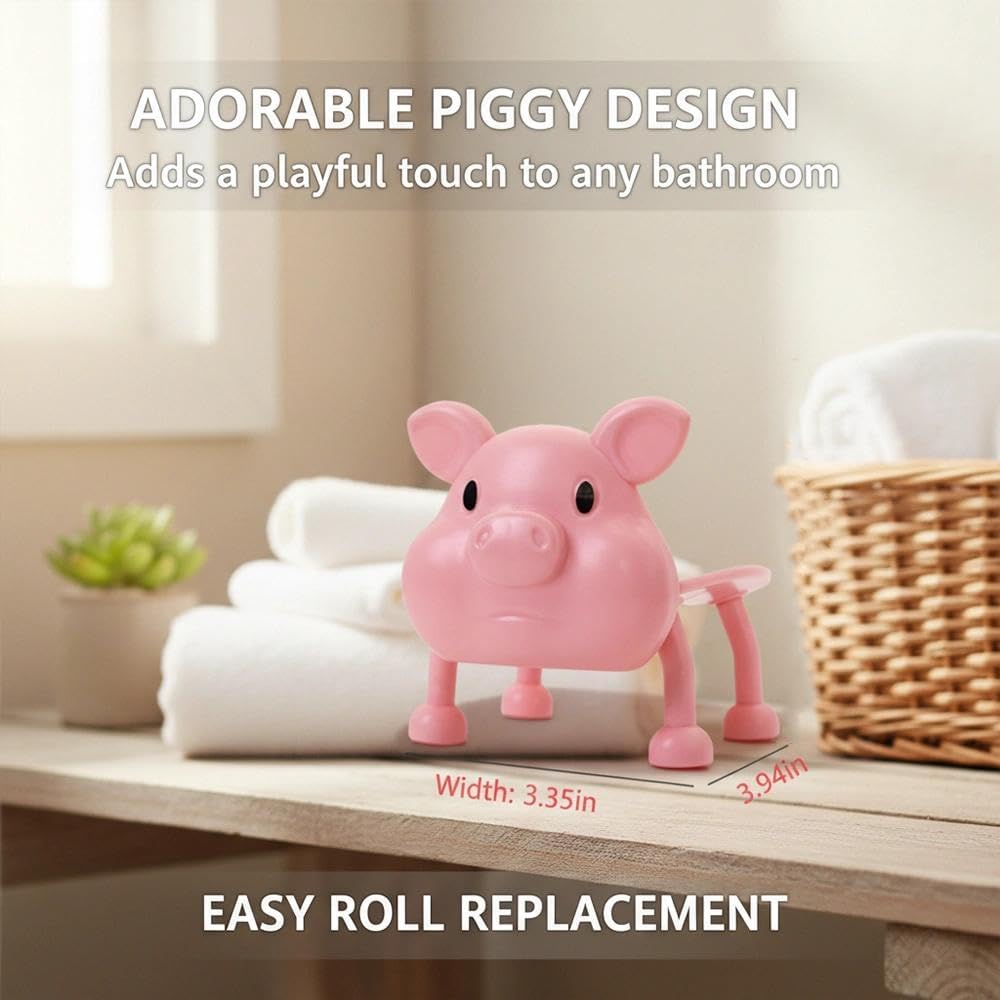 2 Pack Pink Pig Toilet Paper Holder Stand - Decorative Cute Pig Animal-Shaped Bathroom Tissue Roll Storage, Funny Toilet Paper Holder with Storage, Toilet Novelty Decorative（Excluding Toilet Paper）