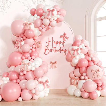 155pcs Pink and White Balloon Arch Kit with Light Pink and White Balloons