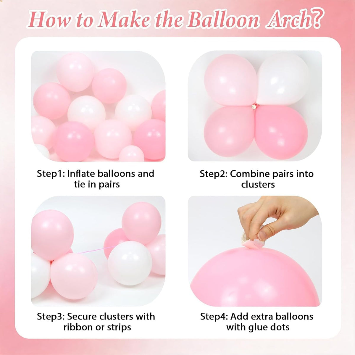155pcs Pink and White Balloon Arch Kit with Light Pink and White Balloons
