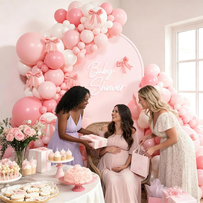 155pcs Pink and White Balloon Arch Kit with Light Pink and White Balloons