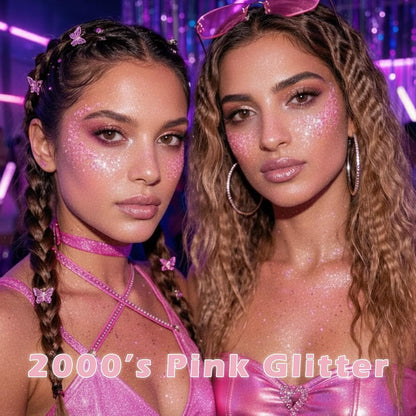 Pink Face Hair Glitter Gel, Pink Halloween Makeup,40g Body Glitter Mermaid Costume,Singer Concert Outfit for Women,Sparkling Glitter Cheer Rave Festival Accessories