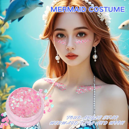 Pink Face Hair Glitter Gel, Pink Halloween Makeup,40g Body Glitter Mermaid Costume,Singer Concert Outfit for Women,Sparkling Glitter Cheer Rave Festival Accessories