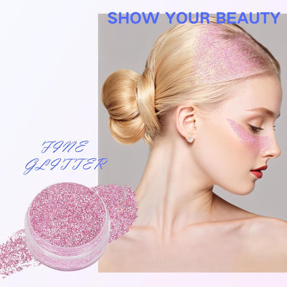 Pink Face Hair Glitter Gel, Pink Halloween Makeup,40g Body Glitter Mermaid Costume,Singer Concert Outfit for Women,Sparkling Glitter Cheer Rave Festival Accessories