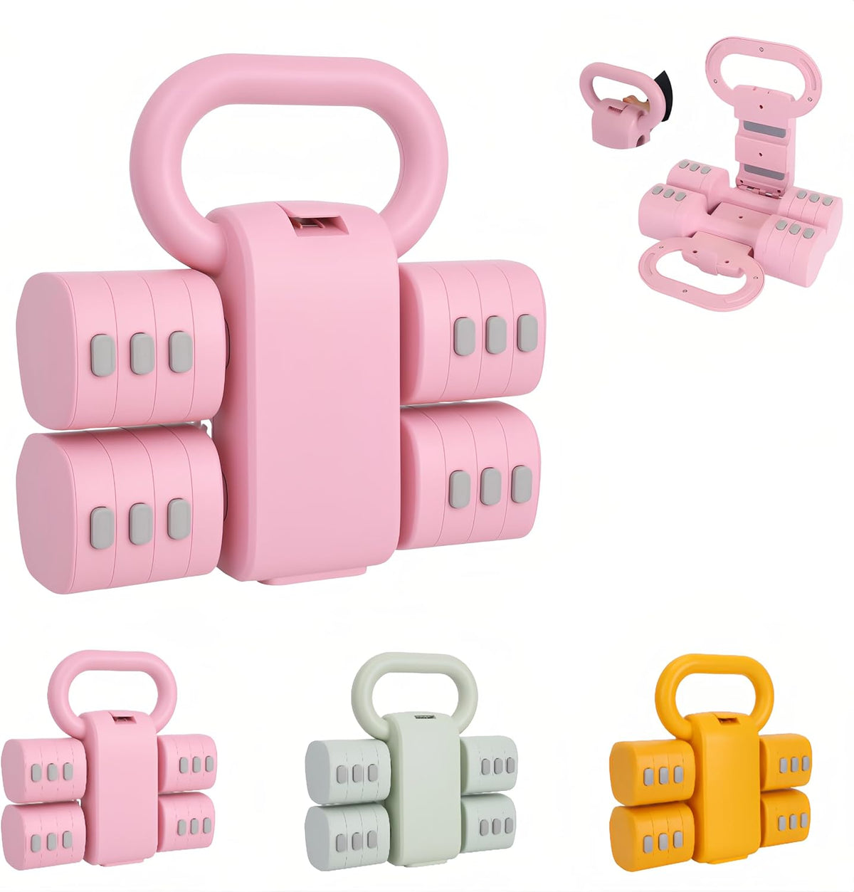 2 in 1 Adjustable Dumbbell Set, 4-Level Weights for Home Gym
