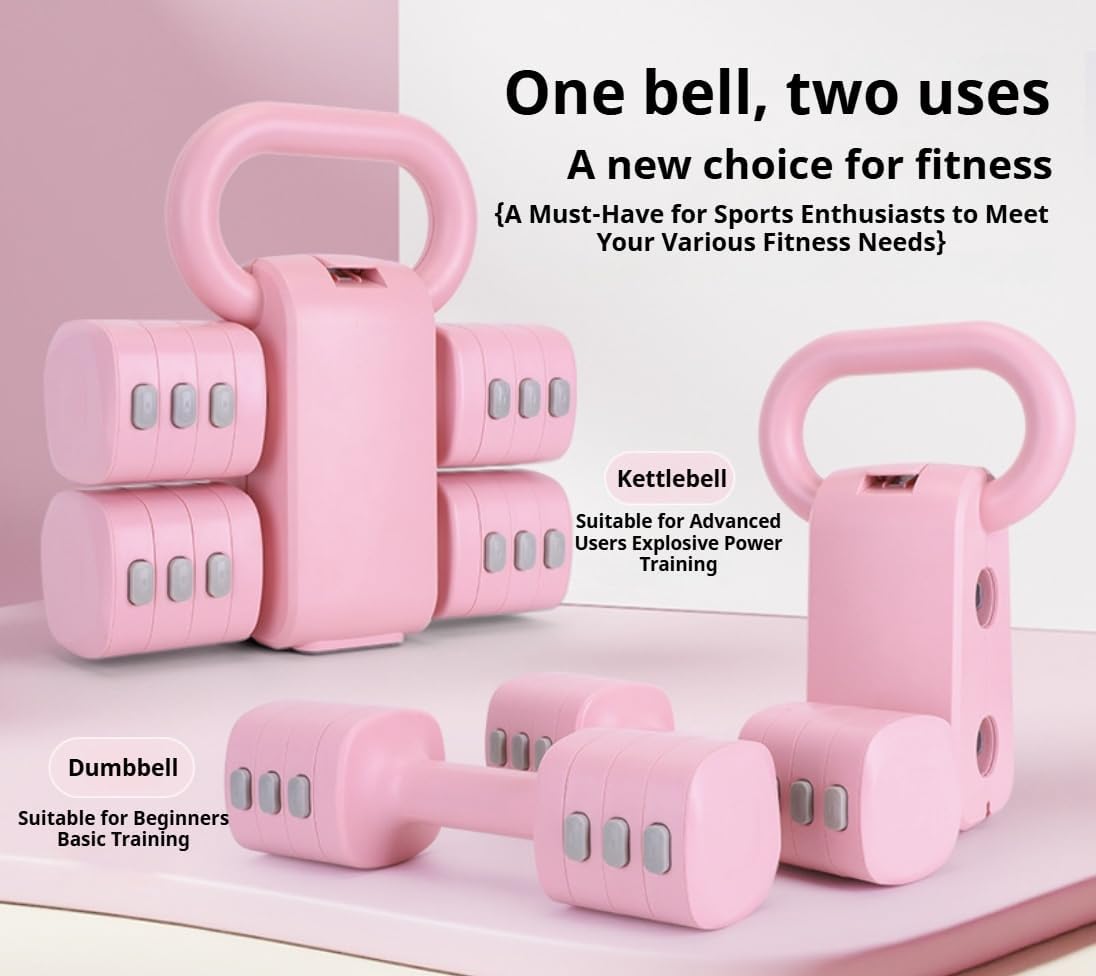 2 in 1 Adjustable Dumbbell Set, 4-Level Weights for Home Gym