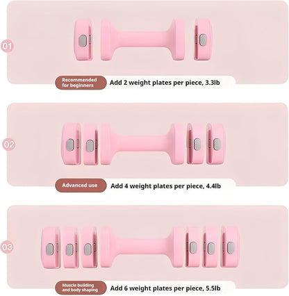 2 in 1 Adjustable Dumbbell Set, 4-Level Weights for Home Gym