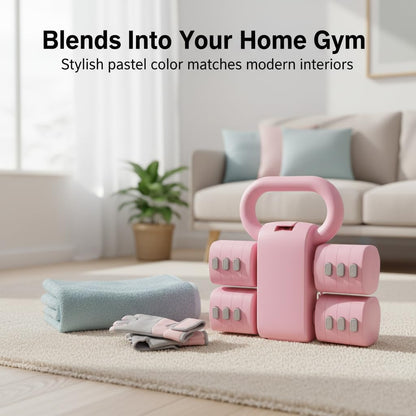 2 in 1 Adjustable Dumbbell Set, 4-Level Weights for Home Gym