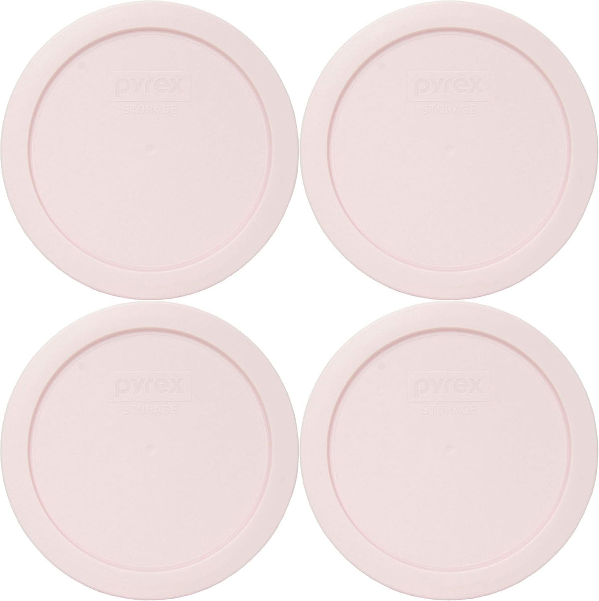 7200 2-Cup Glass Bowl & 7200-PC With Lid (4-Pack) - Made in USA (Light Pink)
