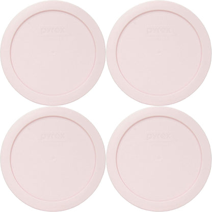 7200 2-Cup Glass Bowl & 7200-PC With Lid (4-Pack) - Made in USA (Light Pink)
