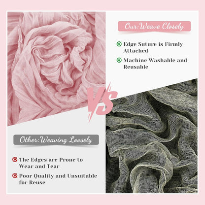 Pink Cheesecloth Table Runner, 10 Ft Summer Boho Rustic Gauze Table Runner