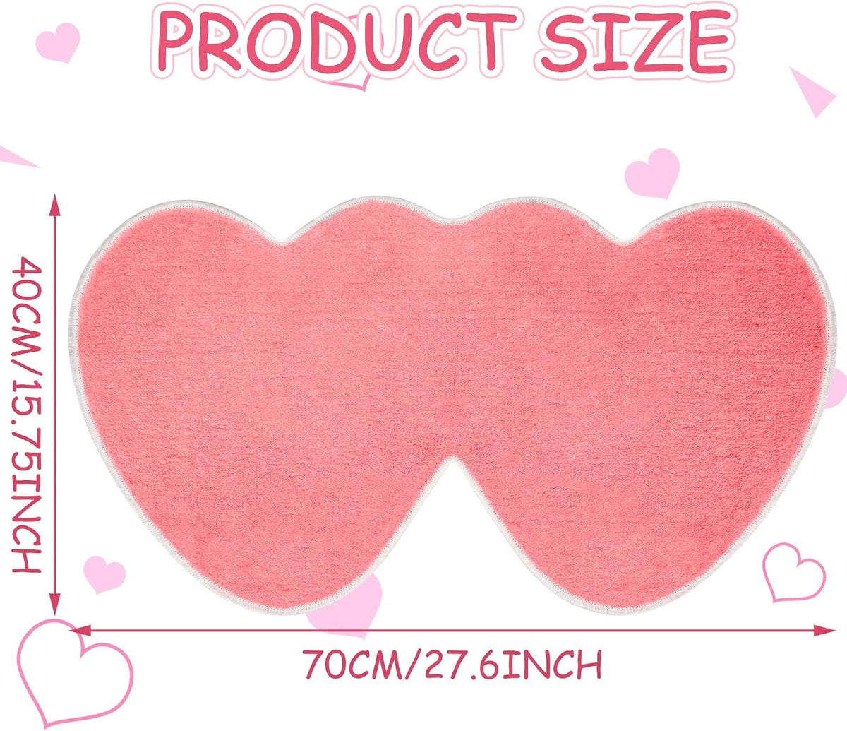 Valentine's Day Rug, Pink Heart Bath Mat, Non-Slip Floor Carpet