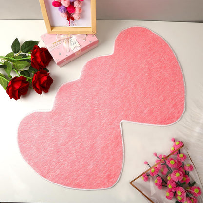 Valentine's Day Rug, Pink Heart Bath Mat, Non-Slip Floor Carpet