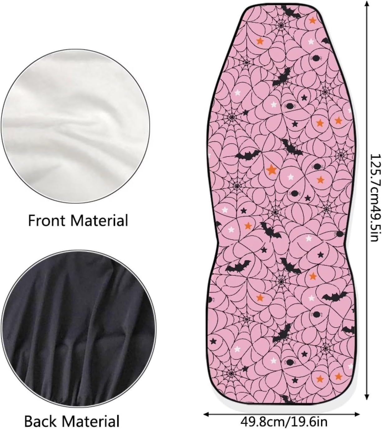 Light Pink Spider Web Bat Print Car Seat Covers Front Seats Only