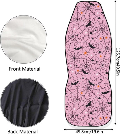 Light Pink Spider Web Bat Print Car Seat Covers Front Seats Only