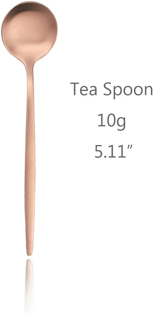Rose Gold Matte Espresso Spoons, Mini Coffee TeaSpoon, 5.11 Inches Copper Stainless Steel Small Spoons for Dessert, Set of 6