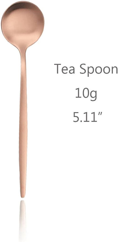 Rose Gold Matte Espresso Spoons, Mini Coffee TeaSpoon, 5.11 Inches Copper Stainless Steel Small Spoons for Dessert, Set of 6