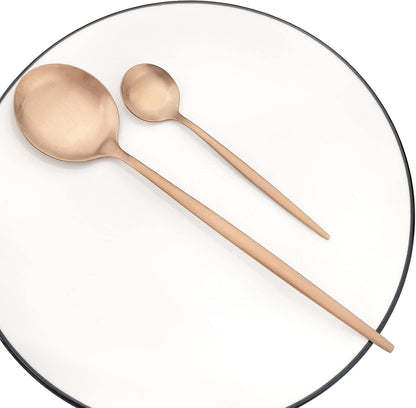 Rose Gold Matte Espresso Spoons, Mini Coffee TeaSpoon, 5.11 Inches Copper Stainless Steel Small Spoons for Dessert, Set of 6