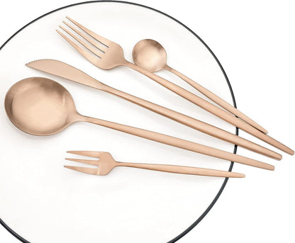 Rose Gold Matte Espresso Spoons, Mini Coffee TeaSpoon, 5.11 Inches Copper Stainless Steel Small Spoons for Dessert, Set of 6