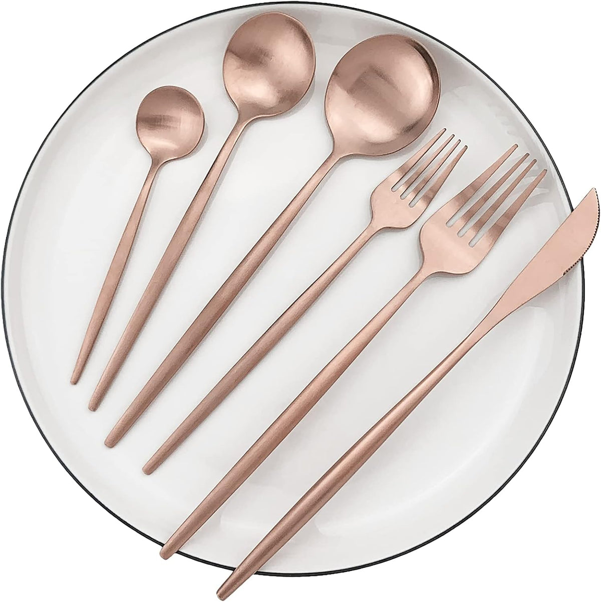 Rose Gold Matte Espresso Spoons, Mini Coffee TeaSpoon, 5.11 Inches Copper Stainless Steel Small Spoons for Dessert, Set of 6