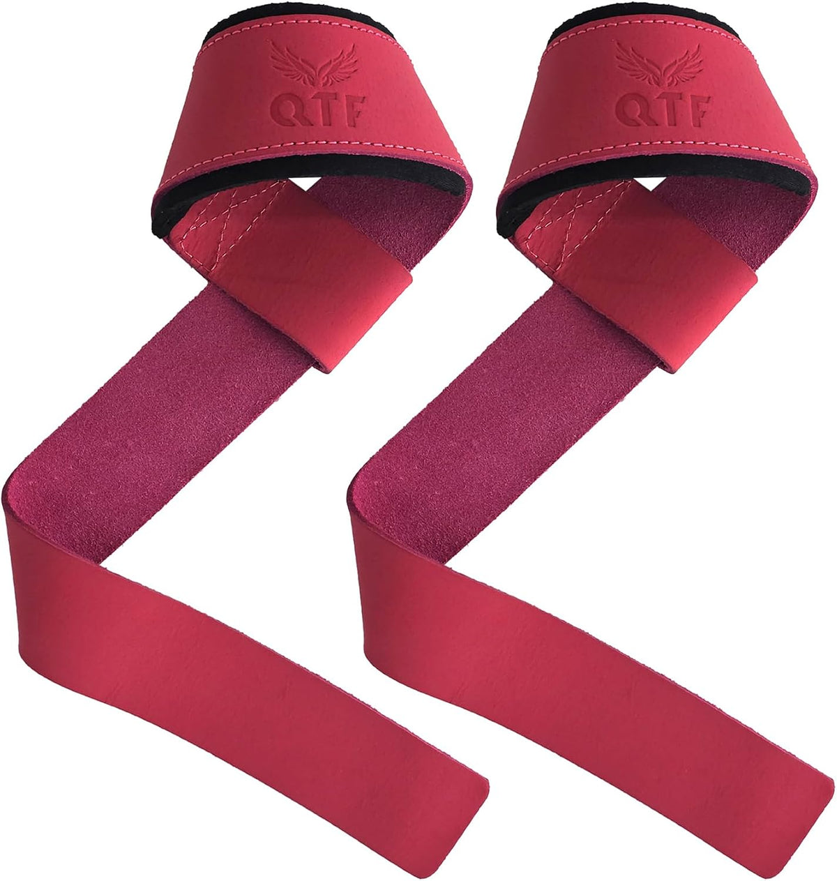 QTF Leather Lifting Wrist Straps for Weightlifting, Gym Wrist Wraps Padded Wrist Support Wraps, Bodybuilding, Powerlifting, Deadlifting and Secure Grip