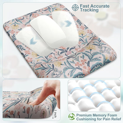Mouse Pad with Wrist Rest, Ergonomic Large Desk Mat Set, Pink