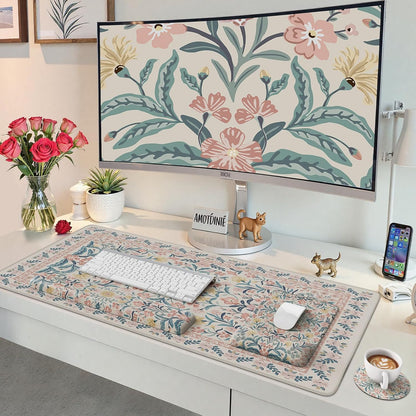 Mouse Pad with Wrist Rest, Ergonomic Large Desk Mat Set, Pink