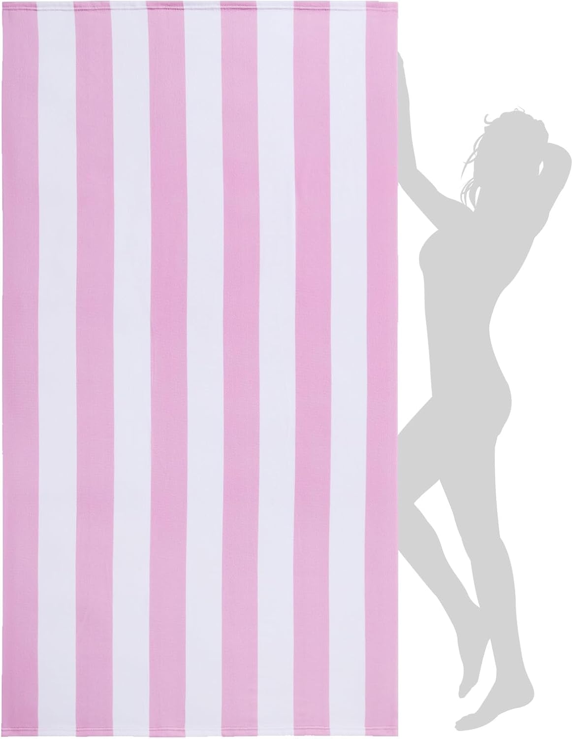 Extra Large Beach Towel - Oversized Mircofiber Beach Towel 40'' x 70'', XL Striped Lightweight Pool Towel, Big Cabana Swim Travel Towel for Adults Mens Women,Pink