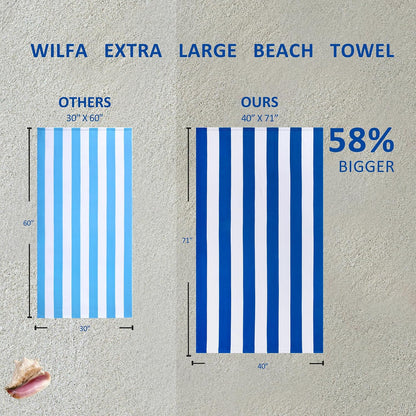 Extra Large Beach Towel - Oversized Mircofiber Beach Towel 40'' x 70'', XL Striped Lightweight Pool Towel, Big Cabana Swim Travel Towel for Adults Mens Women,Pink