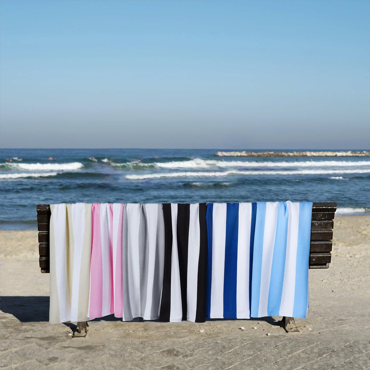 Extra Large Beach Towel - Oversized Mircofiber Beach Towel 40'' x 70'', XL Striped Lightweight Pool Towel, Big Cabana Swim Travel Towel for Adults Mens Women,Pink