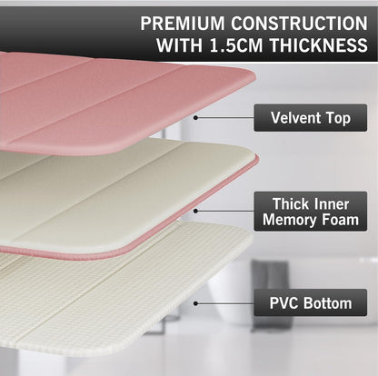 Bathroom Rugs Set 2 Piece Memory Foam Bath Rugs Non-Slip Bath Mat,Washable Room Mats,Absorbent Shaggy Rugs Super Soft Kitchen Mats, Batroom Carpets for Bathroom,Tub,Shower Home Decor（Coral Pink）