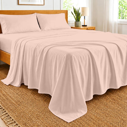 4 Pc Custom Sheet Set – 600 Thread Count 100% Egyptian Cotton – Premium Luxury Bedding, Soft Cooling Sateen Weave, Deep Pocket – Customizable Bed Sheet Set (Desired Dimensions) – Peach